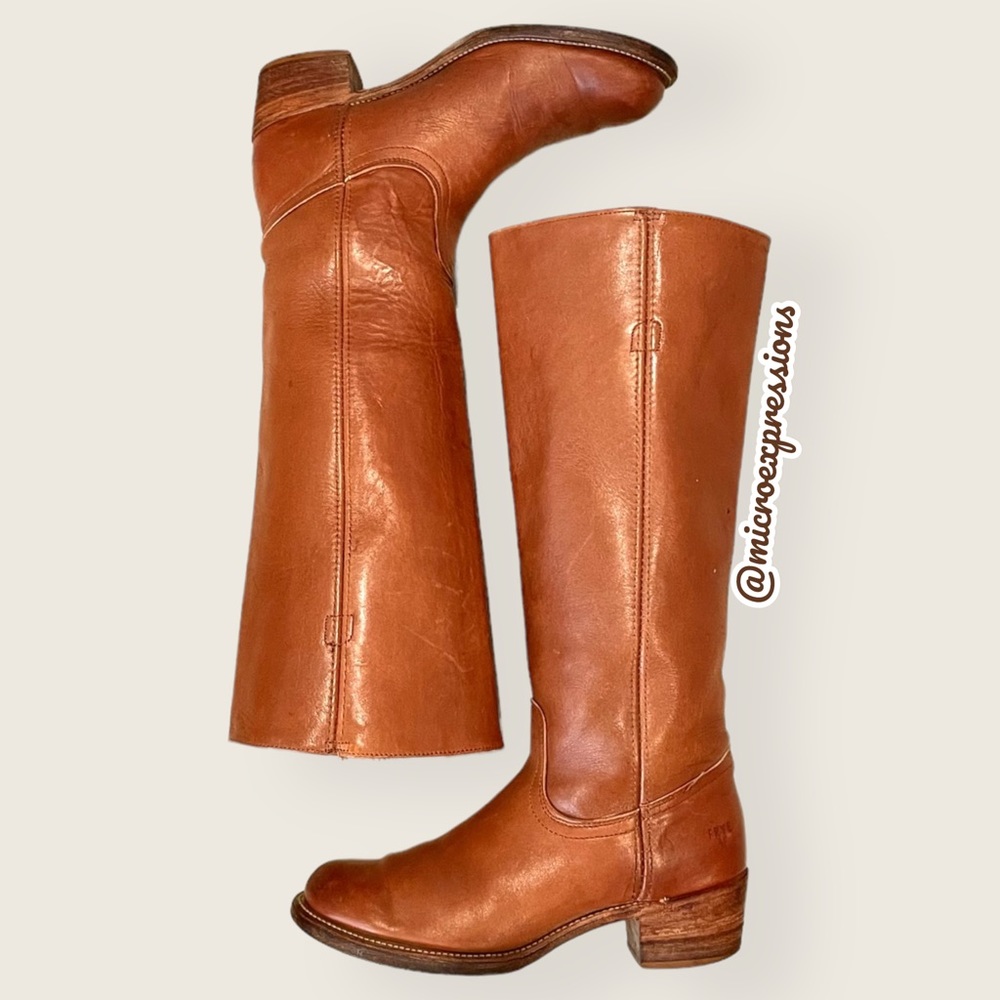 VINTAGE 1980'S Frye Campus Knee High Brown/Cognac Pull On Fall/Winter Lug Boot - Picture 15 of 15